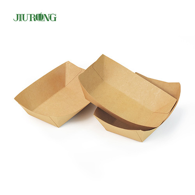 Bandejas de comida de papel kraft à prova de graxa biodegradável OEM ODM