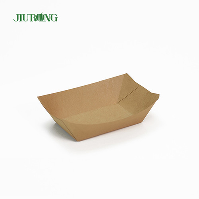 Recipientes de papel descartáveis ​​recicláveis ​​Bandeja de comida kraft ecologicamente correta 75mm