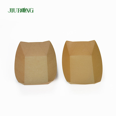 Recipientes de papel descartáveis ​​recicláveis ​​Bandeja de comida kraft ecologicamente correta 75mm
