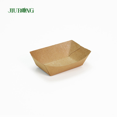 Recipientes de papel descartáveis ​​recicláveis ​​Bandeja de comida kraft ecologicamente correta 75mm