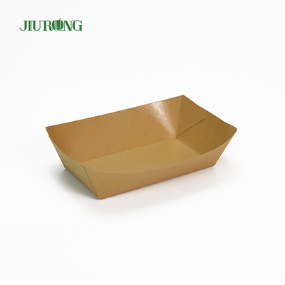 Recipientes de papel descartáveis ​​recicláveis ​​Bandeja de comida kraft ecologicamente correta 75mm