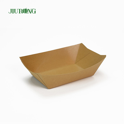 Recipientes de papel descartáveis ​​recicláveis ​​Bandeja de comida kraft ecologicamente correta 75mm