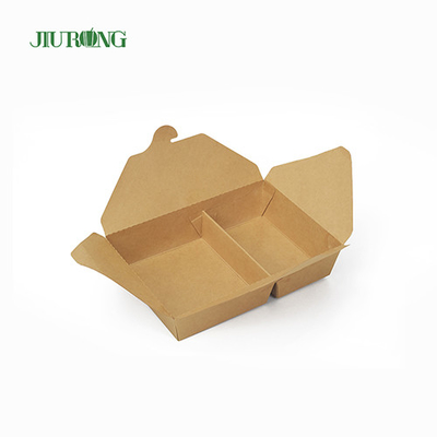 Recipientes para alimentos descartáveis ​​de papel kraft biodegradável 1480ml com tampas