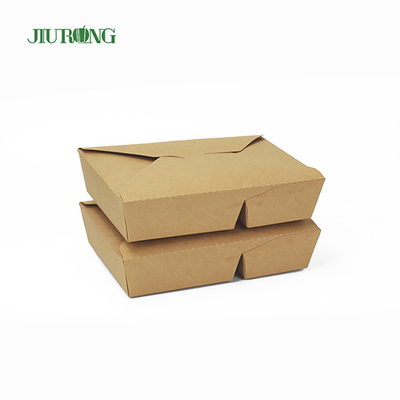 Recipientes para alimentos descartáveis ​​de papel kraft biodegradável 1480ml com tampas
