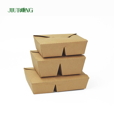 Recipientes para alimentos descartáveis ​​de papel kraft biodegradável 1480ml com tampas
