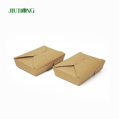 Recipientes para alimentos descartáveis ​​de papel kraft biodegradável 1480ml com tampas