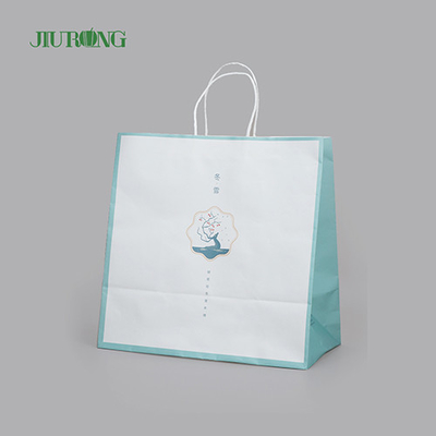 Sacos de papel reciclado branco biodegradável de 280 mm com alças
