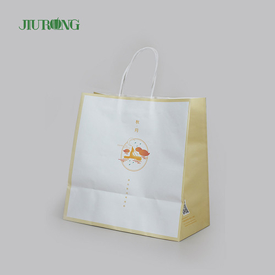 Saco de papel biodegradável para presente ecológico 350mm com alça de pão