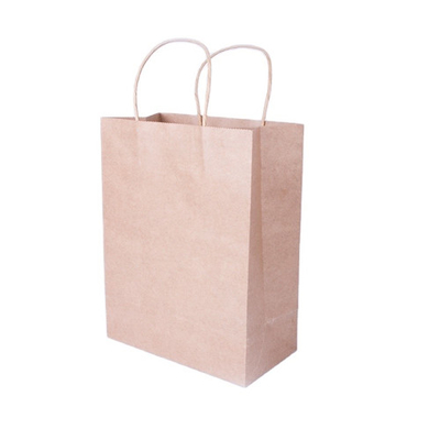 Saco de papel biodegradável personalizado com alça plana ecologicamente correto 280 mm impressão do logotipo