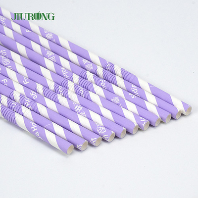 Canudos de papel de natal listrado roxo biodegradável ecologicamente correto