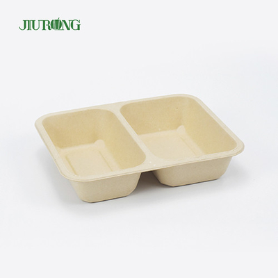 Recipiente de comida de cana-de-açúcar biodegradável descartável com 3 compartimentos