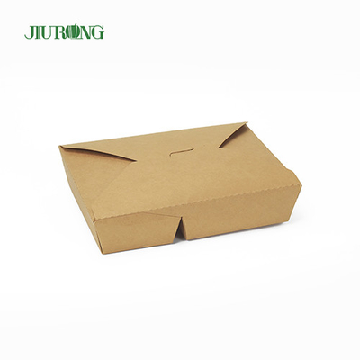 Recipientes para alimentos descartáveis ​​de papel kraft biodegradável 1480ml com tampas