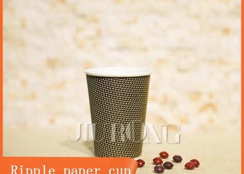 Copos de papel biodegradável ondulado marrom 14 oz xícara de café para bebida quente